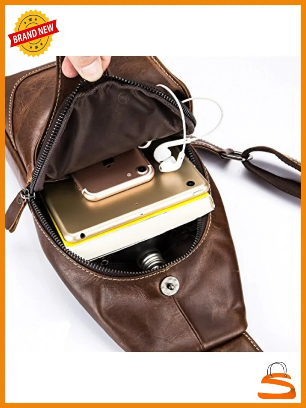 Genuine Leather Sling Bag Cross Body Backpack Water Resistant Anti Theft Travel